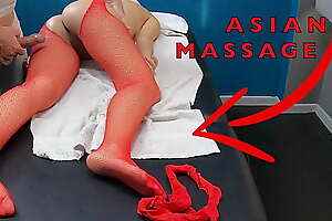 Hot Asian Milf Came for a Massage with Sexy Tights to Seduce and Pussy Tease the Masseur!