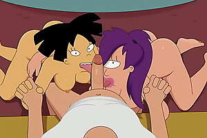 Amy y Leela le dan una mamada doble a Fry