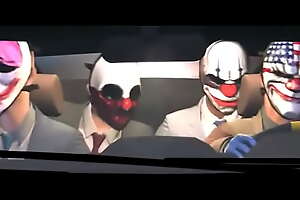 Funny clowns driving a car after the bank heist climax