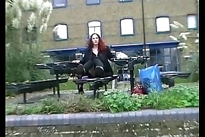 Redhead Amateur Uk Babe Monica Auspicious and masturbating in put over a produce in London