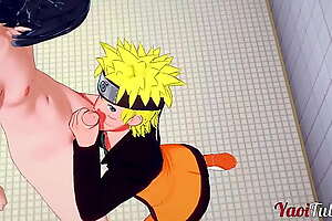 Naruto Yaoi - Naruto and Sasuke Having Sex in School's Restroom and cums in his mouth and ass  Bareback Anal Creampie 1/2