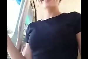 Cute Teen Showing Their way Nipples In A Car