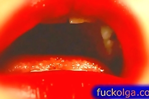 Extreme closeup in excess of cumshots in mouth and lips