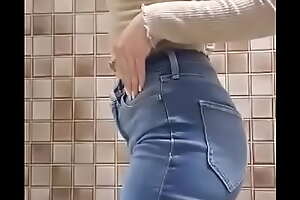 Exhibitionism The brush Ass In Tight Denim Jeans
