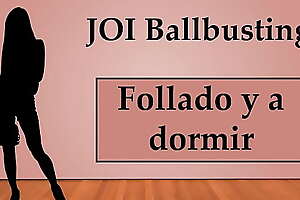 (En español) JOI Ballbusting Anal y a dormir dust-broom un consolador