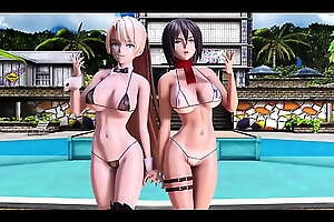 MMD R18 Bikini-NUDE Mikasa Ackerman grown up Angela Balzac R18