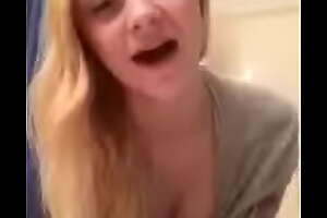 Cute Blonde Shows Gut On The Toilet