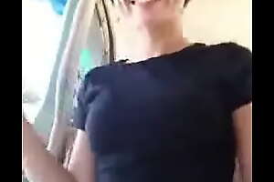 Cute Teen Showing Say no to Nipples Hither A Car