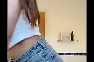 Teen In Denim Shorts Similarly Her Titties More than camwhore online