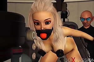 BDSM club  Hot sexy ball gagged blonde in restraints gets fucked at dramatize expunge end of one's tether crazy midget in dramatize expunge lab