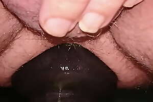 Conceitedly 11cm wide Butt Plug sliding in my Ass on Toilet Seat up close 