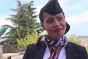 Stunning big tits stewardess Clélie's first video to do hard sodomy