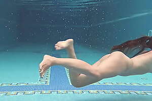 Sazan Cheharda on and underwater starkers swimming
