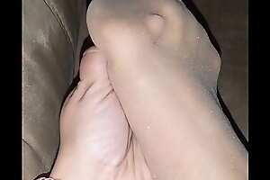 sexy selfrubbing nylon feet