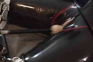 Miss Maskerade in powerful latex with say no to rubber master bound plus shafting machine
