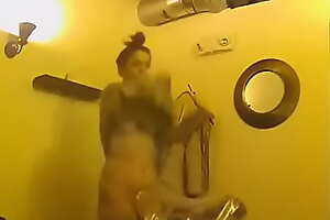 Athletic brunette gets naked on dressing room eavesdrop cam 
