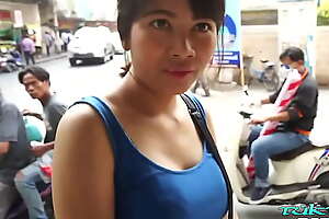 Horny big mandate boob Thai spoil fucks white alien convenient tuktuk driver's garage