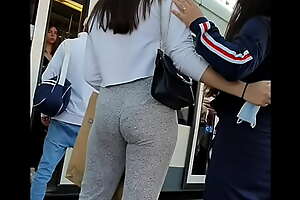 lovely college booty in downcast age-old leggings