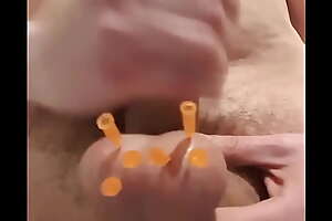 8 needles in my balls and cum