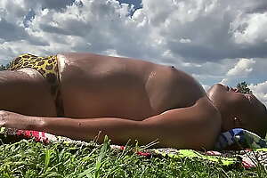 Sunbathing in my bikini in Bayonne Parkland 4