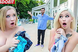 SCAM ANGELS - (Bailey Brooke, Kiara Cole and Logan Long) Cheating Hubby It's Getting Laid About His Sexy New Neighbor Girls