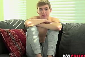 Blond twink Jack Bailey cums in the long run b for a long time anal playing and spasmodical