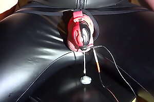 E-stim cum milking with chastity cage