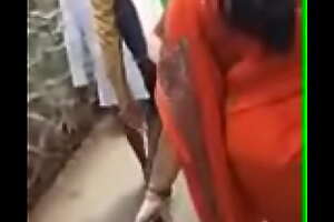 Cumshot on walking Desi bhabhis ass with public