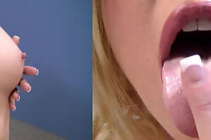 Comely Blonde Babe in arms Victoria Pallid catches giant jizz pop to her gorgeous face!