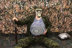 Russian Military man PUMPS His undergo with A PUMP with reference to the Army with the addition of Cums with reference to Your FACE!!! Inflate belly inflation