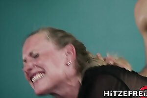 HITZEFREI Tow-haired German MILF fucks a younger supplicant
