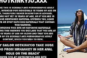 Sexy Seafarer Hotkinkyjo relating to huge dildo from mrhankey in her anal cleft on a catch beach