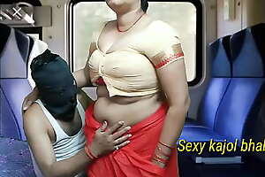Indian aunty fucking in coach with her little one in a yachting trip and sucking horseshit and take cum in pussy